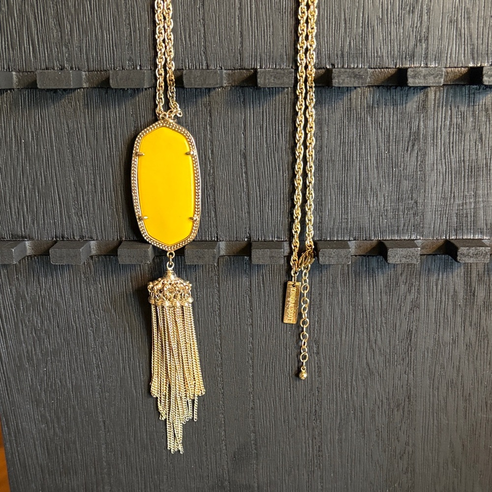 Kendra Scott Gold Necklace with Yellow Pendant